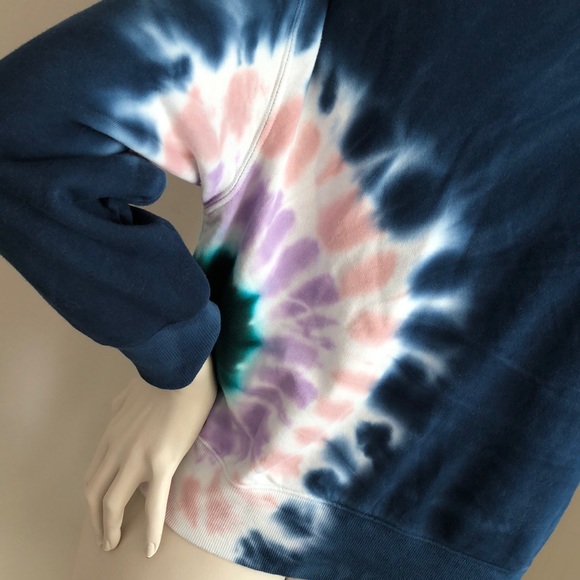 Wildfox Dark Navy Hoodie Kangaroo Pocket Tie Dye Pullover - Picture 6 of 15